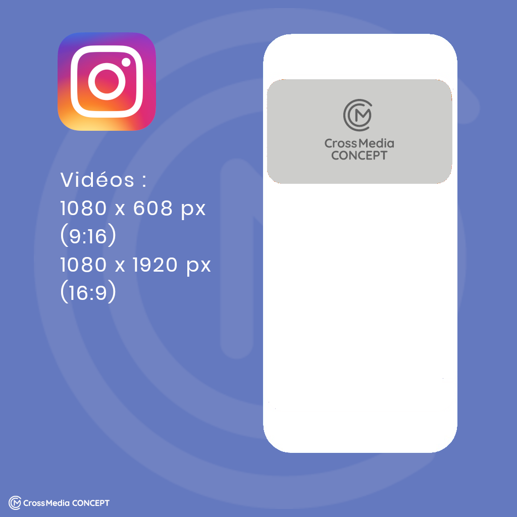 Les vidéos : 1080 x 608 px
