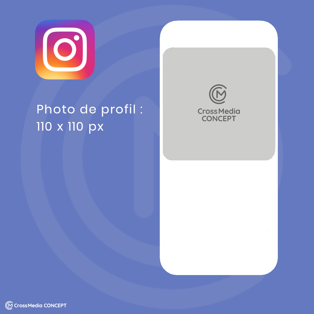 La photo de profil : 110 x 110 px